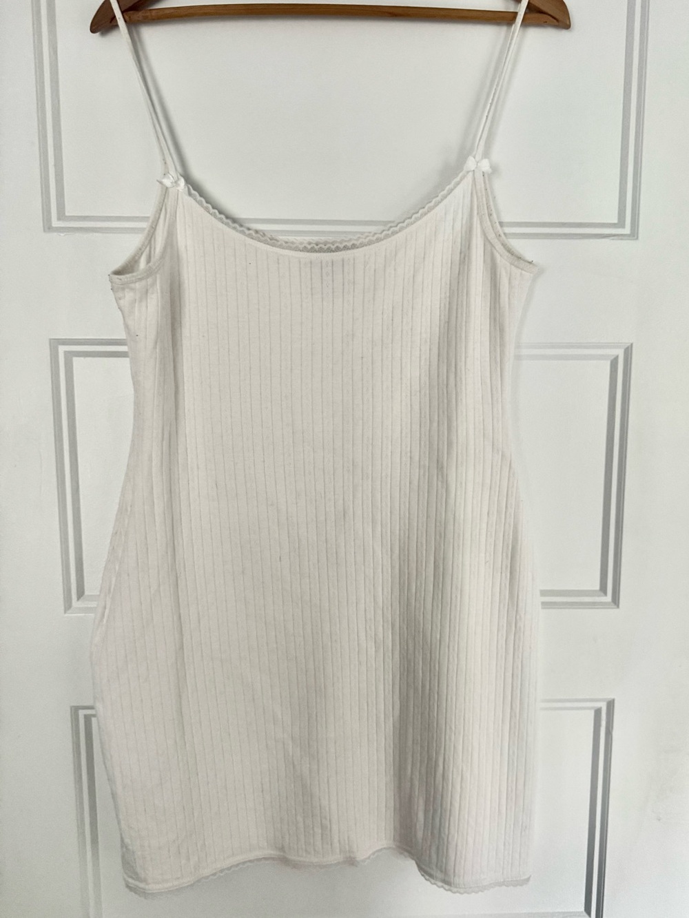 Women's Cream Ribbed Spaghetti Strap cami